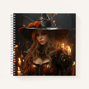 Schönes Girl Halloween Hexe Phantastisch Portrait Notizblock