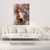 Schönes Girl mit Blume im Haarbüster Poster