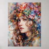 Schönes Girl mit Blume im Haarbüster Poster (Vorne)