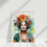 Schönes Girl-Portrait mit Blume im Kopf