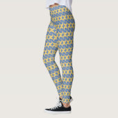 Schönes, glänzendes Blau- und Goldkurven-Muster Leggings (Links)