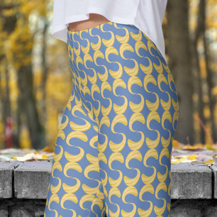 Schönes, glänzendes Blau- und Goldkurven-Muster Leggings