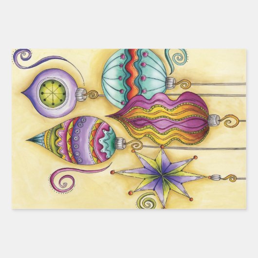 Schönes Glas farbenfrohe Weihnachtsschmuck Geschenkpapier Set (Vorderseite)