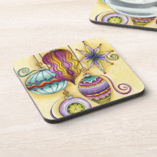 Schönes Glas farbenfrohe Weihnachtsschmuck Getränkeuntersetzer (Linke Seite)