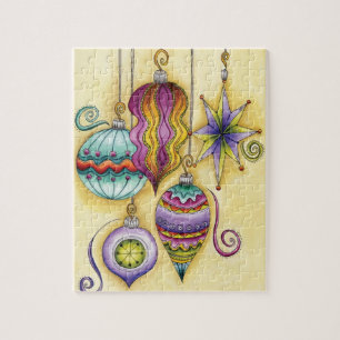 Schönes Glas farbenfrohe Weihnachtsschmuck Puzzle