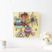 Schönes Glas farbenfrohe Weihnachtsschmuck Quadratische Wanduhr (Zuhause)