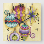 Schönes Glas farbenfrohe Weihnachtsschmuck Quadratische Wanduhr (Vorderseite)