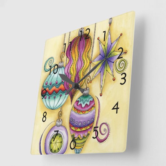 Schönes Glas farbenfrohe Weihnachtsschmuck Quadratische Wanduhr (Winkel)