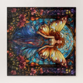 Schönes Glas-Fenster mit Fairy Stached Puzzle (Horizontal)