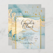 Schönes Glas Gold Hochzeit einladen Türkis (Vorne/Hinten)