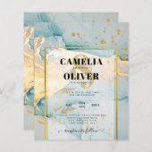 Schönes Glas Gold Hochzeit einladen Türkis (Vorne/Hinten)