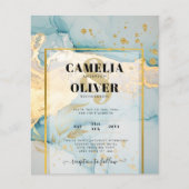 Schönes Glas Gold Hochzeit einladen Türkis (Vorderseite)