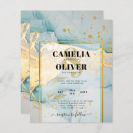 Schönes Glas Gold Hochzeit einladen Türkis