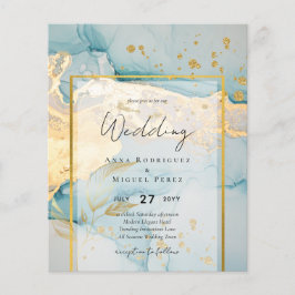Schönes Glas Gold Hochzeit einladen Türkis Flyer