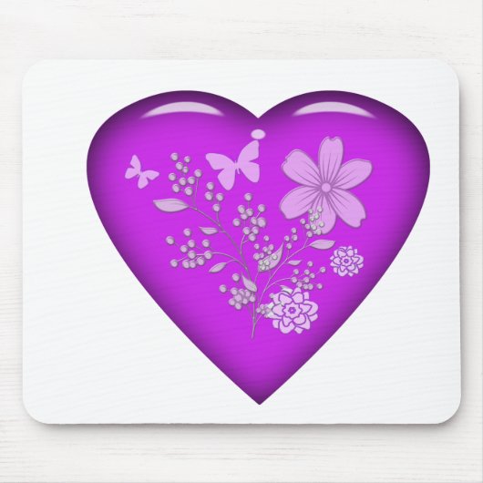 Schönes gläsernes Blumenherz Mousepad (Vorne)