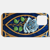 Schönes Glasfenster mit blauer Rose Case-Mate iPhone Hülle (Rückseite (Horizontal))