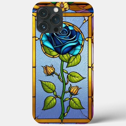 Schönes Glasfenster mit blauer Rose Case-Mate iPhone Hülle (Rückseite)