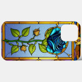Schönes Glasfenster mit blauer Rose Case-Mate iPhone Hülle (Rückseite (Horizontal))
