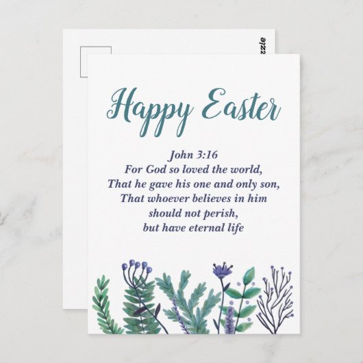 Schönes glückliches Osterfest John 3:16 Bibelverse Postkarte (Vorne/Hinten)