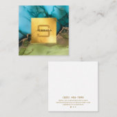 Schönes Gold Aquamarin Black Monogram Quadratische Visitenkarte (Vorne/Hinten)