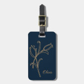 Schönes Gold Art Deco tulips Gepäckstück Gepäckanhänger (Vorderseite vertikal)