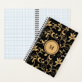 Schönes Gold Black Royal Damask SpiralNotebook Notizblock (Innen)