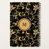 Schönes Gold Black Royal Damask SpiralNotebook Notizblock (Rückseite)