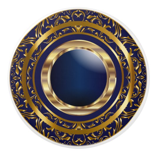 Schönes Gold Design für Navy Blue Keramikknauf (Vorderseite)