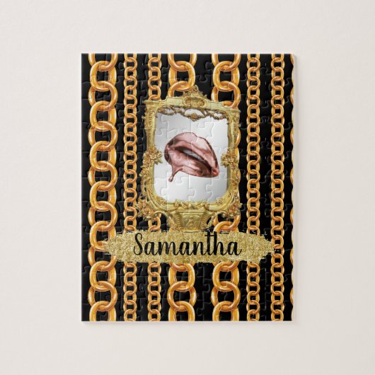 Schönes Gold Eleganter Chic Custom Puzzle (Vertikal)