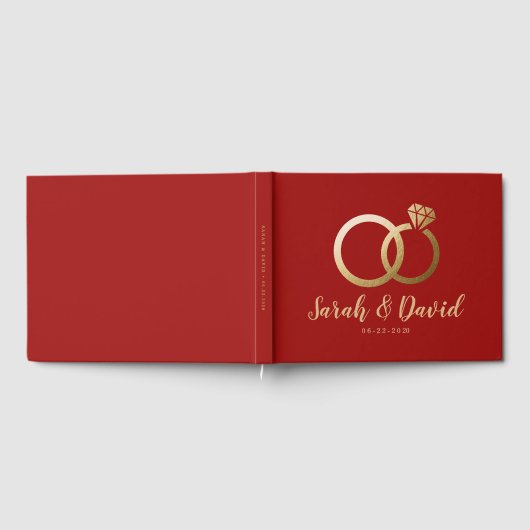 Schönes Gold Foil Wedding Gästebuch (Voll)