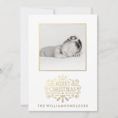 Schönes Gold Frohe Weihnachten Snowflake Foto (Vorderseite)