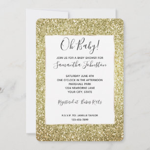 Schönes Gold Glitter   Einladung