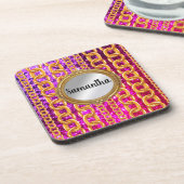 Schönes Gold Glitzer Monogram Chic Elegant Getränkeuntersetzer (Linke Seite)