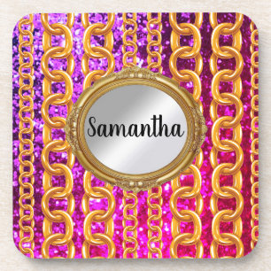 Schönes Gold Glitzer Monogram Chic Elegant Getränkeuntersetzer