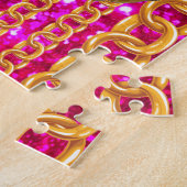 Schönes Gold Glitzer Monogram Chic Elegant Puzzle (Seite)