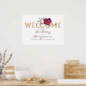 Schönes Gold Navy Blue und Burgund Wedding Poster (Küche)