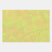 Schönes Gold Orange Green Floral Muster Geschenkpapier Set (Vorderseite)
