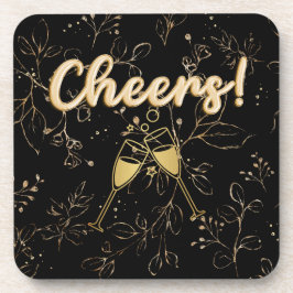 Schönes Gold und Black Cheers Drink Getränkeuntersetzer