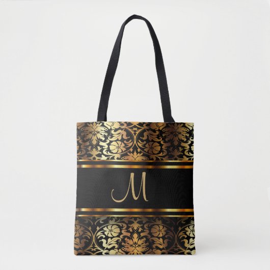 Schönes Gold- und Black-Damaskus-Design Tasche (Vorderseite)