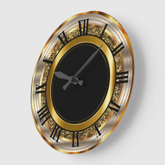 Schönes Gold und Schwarz Große Wanduhr (Winkel)