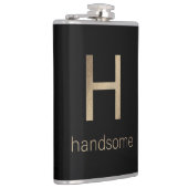 Schönes Gold und Schwarz | Vinyl Wrapped Flask Flachmann (Rechts)