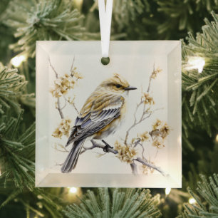 Schönes Gold und weißes Weihnachtsvogeldesign Ornament Aus Glas