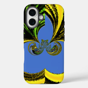 Schönes Golden Blue, neuestes abstraktes Design iPhone 16 Hülle