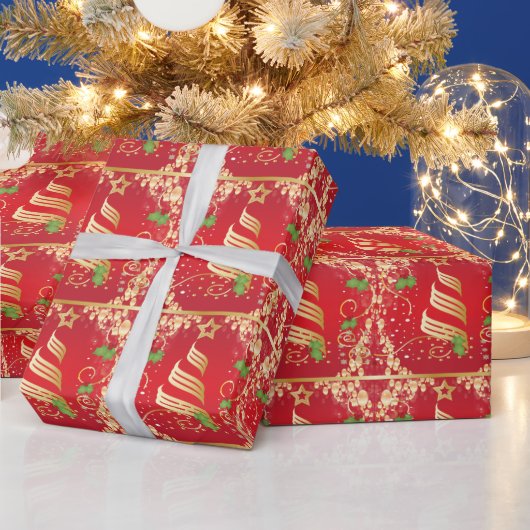 Schönes Golden Red Festival Weihnachten Geschenkpapier (Feiertage)