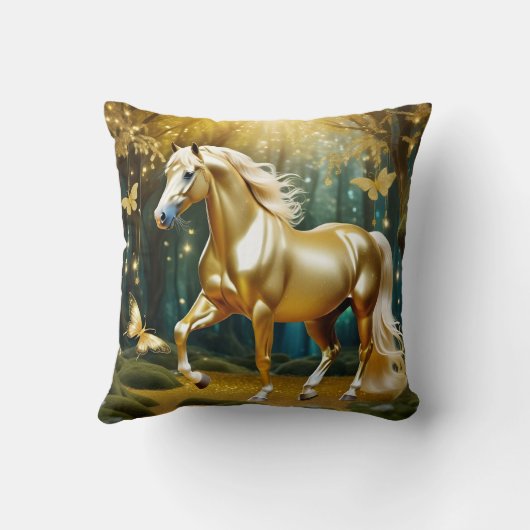Schönes goldenes Pferd, Fantasiekunst Kissen (Rückseite)
