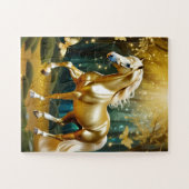 Schönes goldenes Pferd, Fantasiekunst Puzzle (Horizontal)