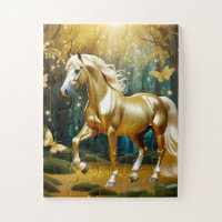 Schönes goldenes Pferd, Fantasiekunst