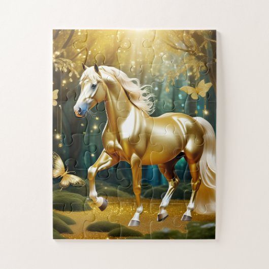 Schönes goldenes Pferd, Fantasiekunst Puzzle (Vertikal)
