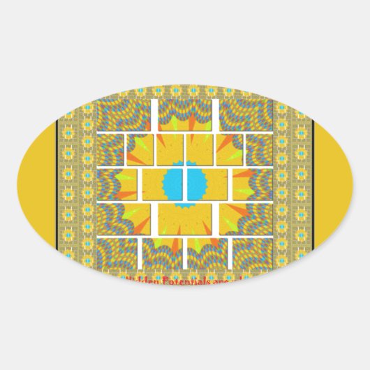 Schönes, goldgelb phantastisches Grafikdesign Ovaler Aufkleber (Vorderseite)
