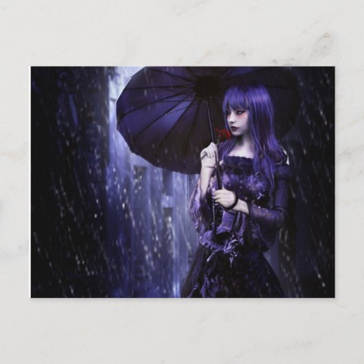 Schönes Goth Girl in Rain Postcard Postkarte (Vorderseite)